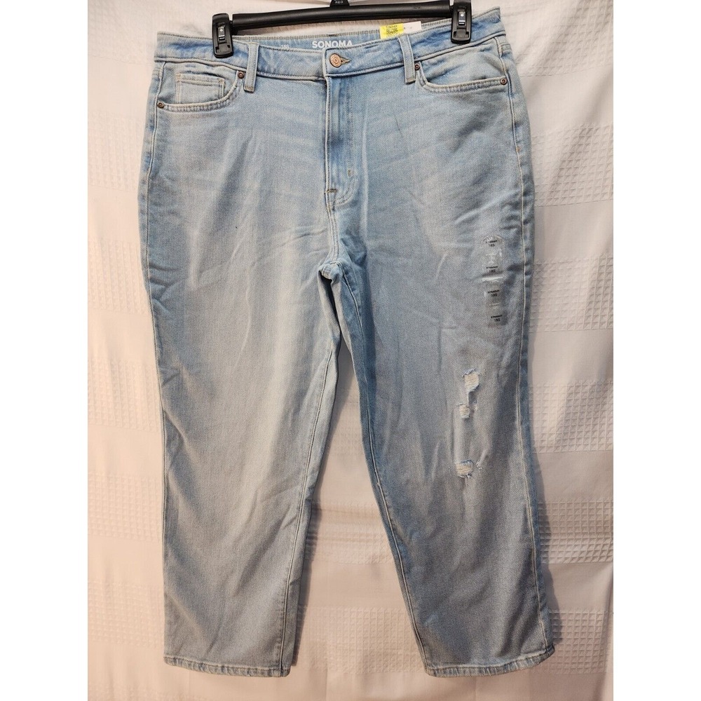 Sonoma Jeans Womens 18 Short Blue Denim Straight Leg High Rise Vintage Style